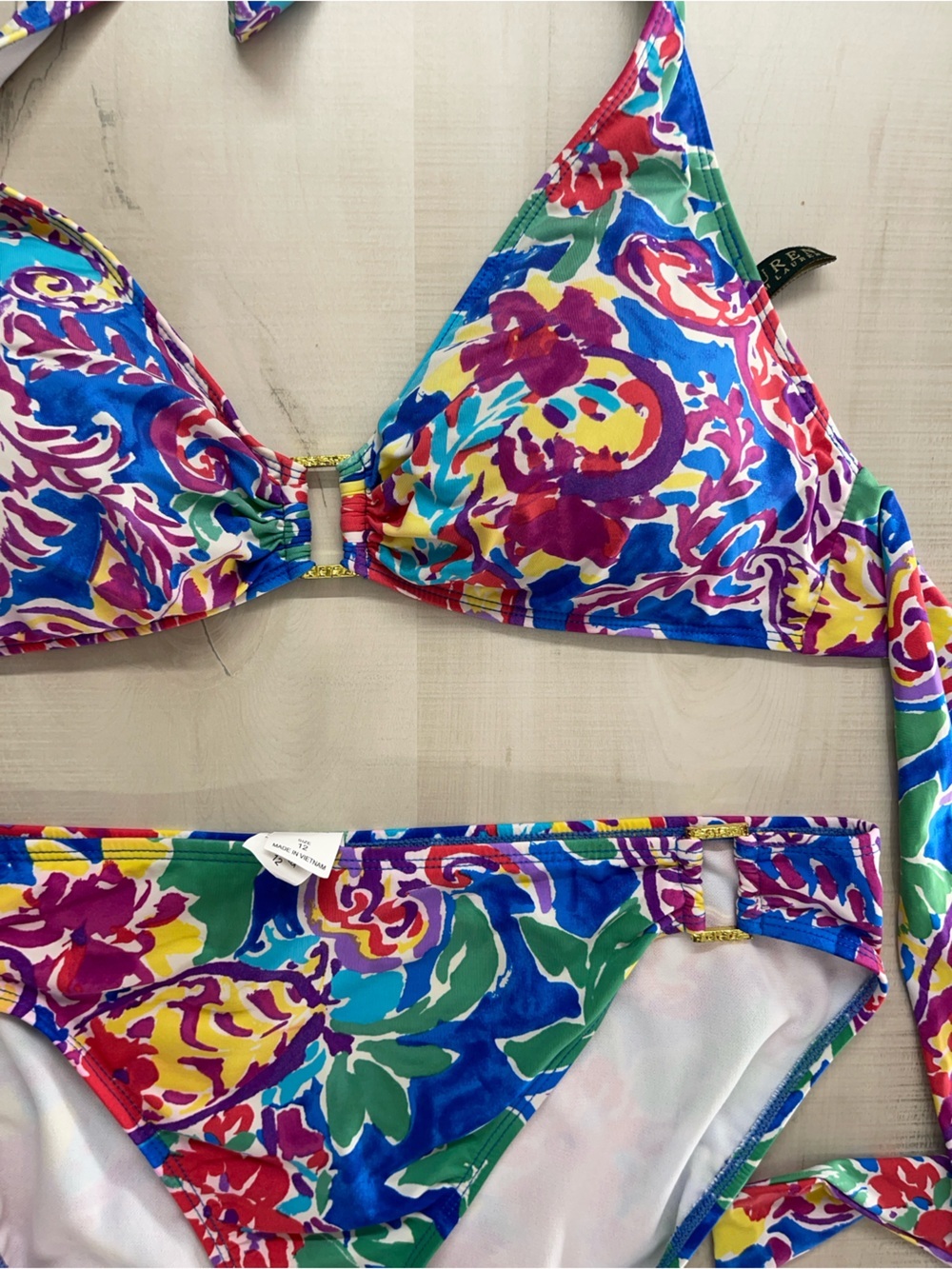 LAUREN RALPH LAUREN printed colorful bikini set halter 12 sexy vacation - Picture 4 of 7
